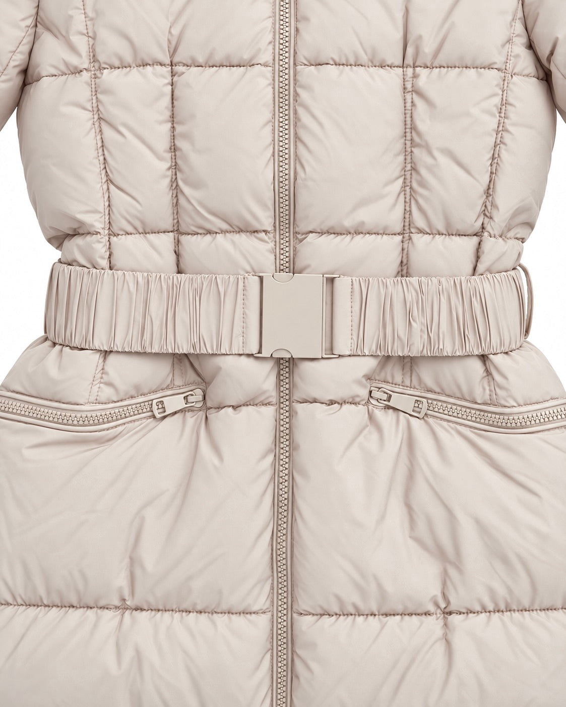 ENSO Belted Puffer Krem rripi